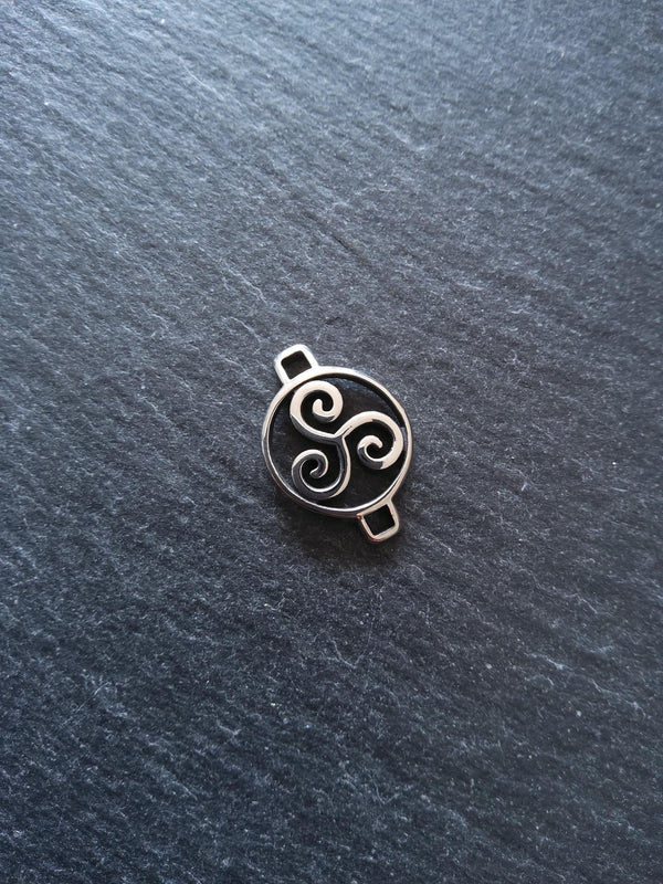Triple Spiral Triskelion Stainless Steel Connector Charm for Leather Bracelets 15x22x3mm
