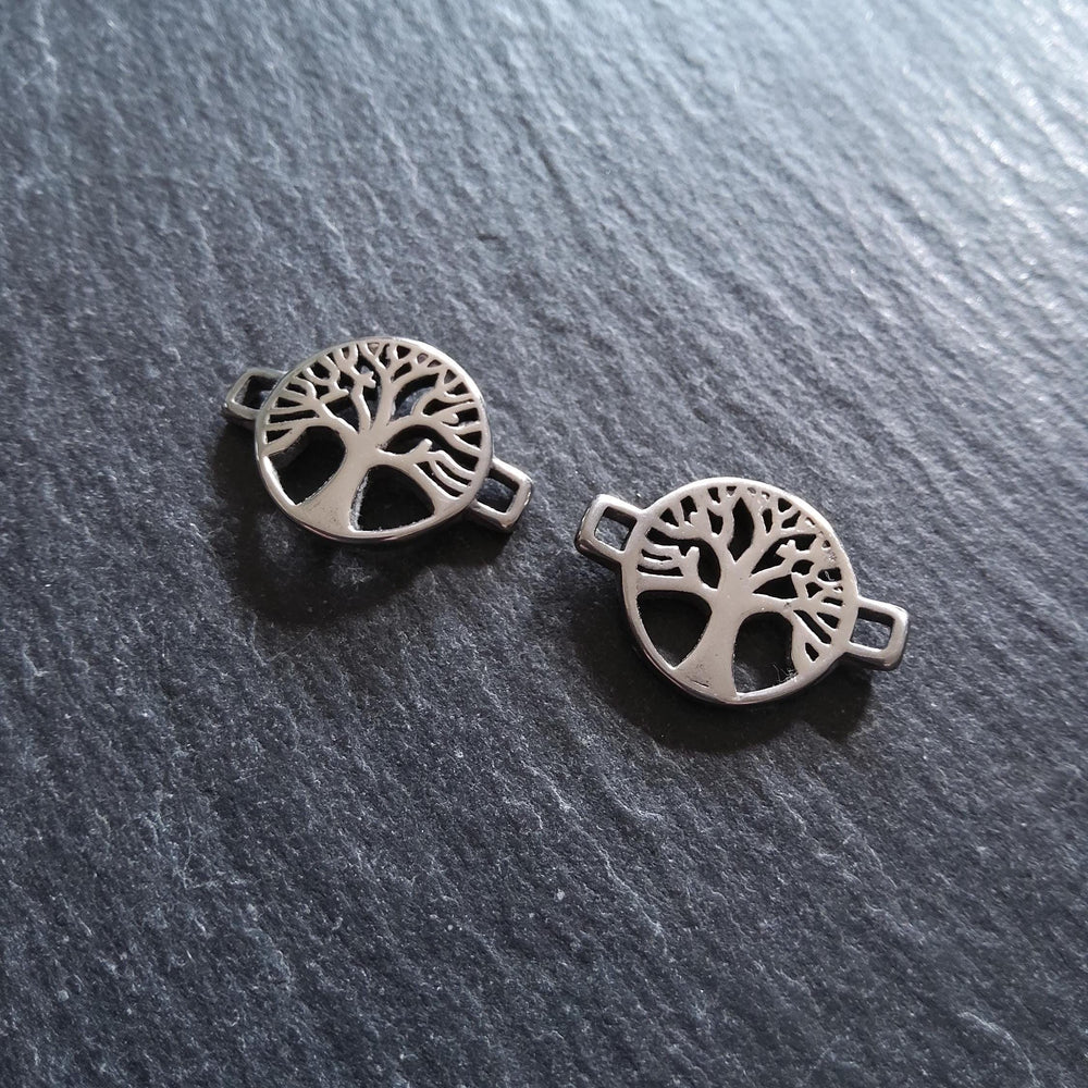 Tree of Life Stainless Steel Connector for Leather Bracelets 15.5x22x3mm
