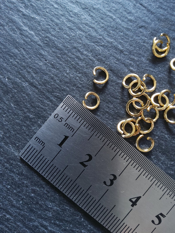 40 or 200 Genuine 14K Gold Plated 6mm Diameter Strong Stainless Steel Jump Rings 1mm (18 Gauge)