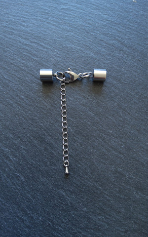 2 or 10 Stainless Steel End Cap Sets for 6.5mm Cord (7mm end caps)