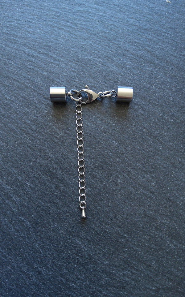 2 or 10 Stainless Steel End Cap Sets for 6.5mm Cord (7mm end caps)