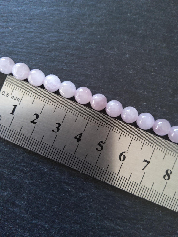 7mm Kunzite Grade AB Natural Pale Lilac Gemstone Beads Undyed Round Full 15 inch Strand