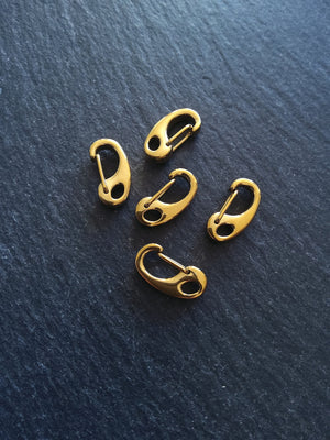 1 or 5 Golden Surgical Stainless Steel Push Gate Clasps 26x13x6mm