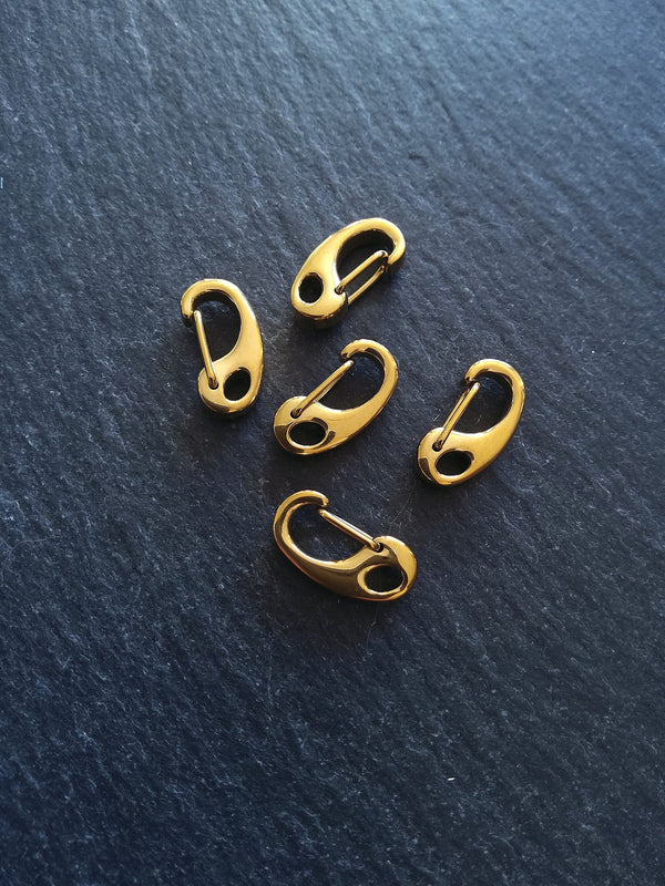 1 or 5 Golden Surgical Stainless Steel Push Gate Clasps 26x13x6mm