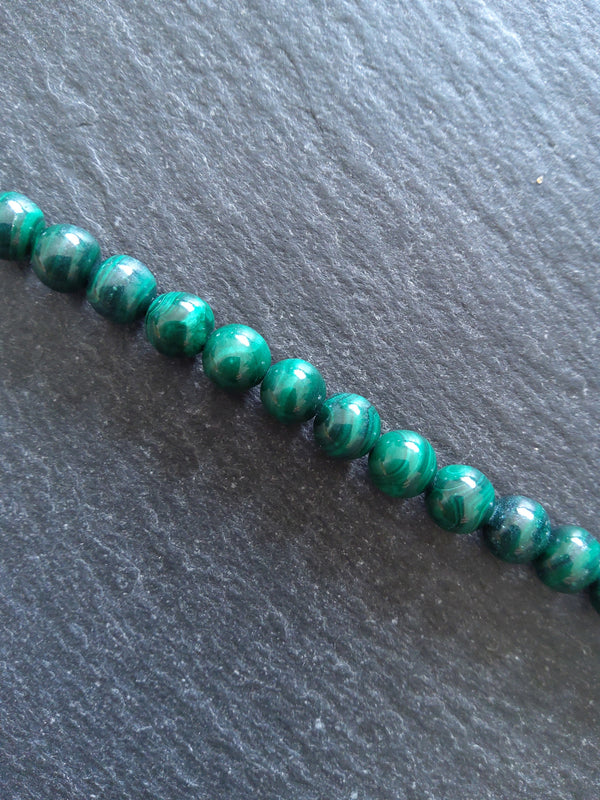 6mm Natural Malachite Grade AB Undyed Round Polished Dark Green Gemstone Beads Full 15.5 inch Strand