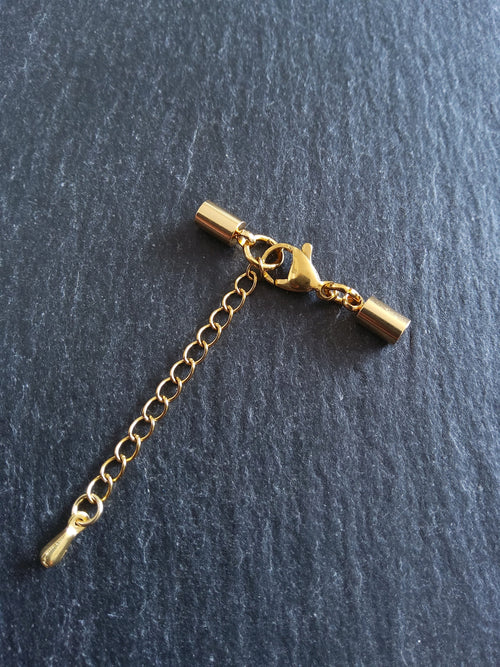 Gold Stainless Steel End Cap Sets for 2.5mm Cord Necklaces (3mm end caps)