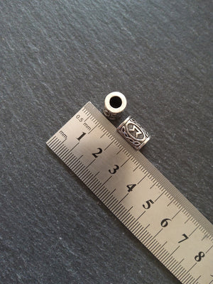 6 or 30 Perthro ᛈ Rune Beads Elder Futhark Antique Silver Tone 13x8mm. Large 4.7mm Hole