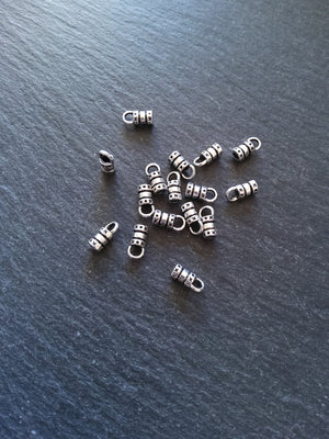 50 Antique Silver End Caps for 2mm Cord 10x5x4mm (2.5mm internal diameter)