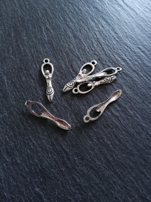 10 or 50 Silver Tone Spiral Goddess Long Pendants Charms 31x8mm
