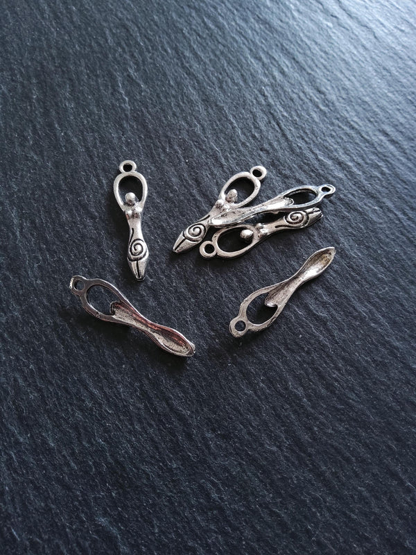 10 or 50 Silver Tone Spiral Goddess Long Pendants Charms 31x8mm