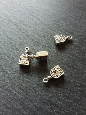 4 or 20 Whiskey Bottle Charms 3D Antique Silver Tone Alloy 18x9x4mm