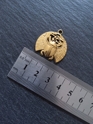 1 or 5 Egyptian Scarab Beatle Charms Real Gold Plated Stainless Steel 25x25x2mm