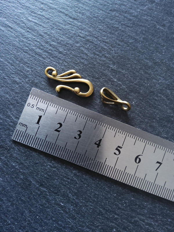 8 or 40 Sets of Hook and Eye Antique Bronze Alloy Clasps Hook 25x12mm Eye 16x3mm Nickel FREE
