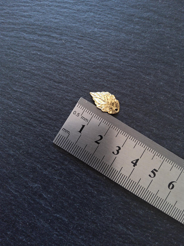 6 or 30 Golden Stainless Steel Leaf Charms 17x10x2.5mm