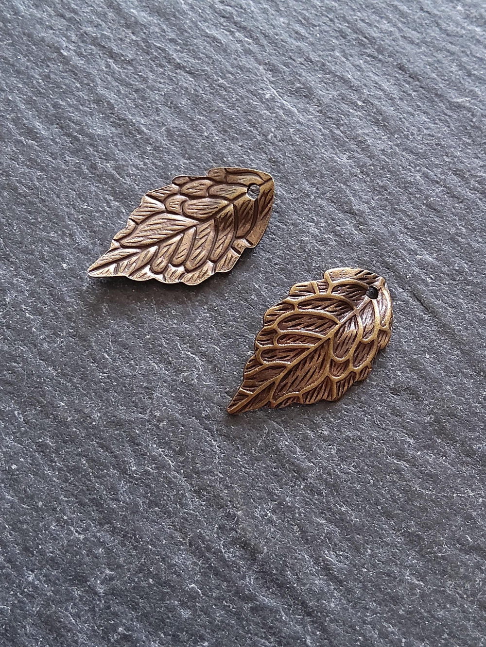 10 or 50 Antique Bronze One Brass Leaf Charms 18x10x1mm