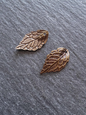 10 or 50 Antique Bronze One Brass Leaf Charms 18x10x1mm
