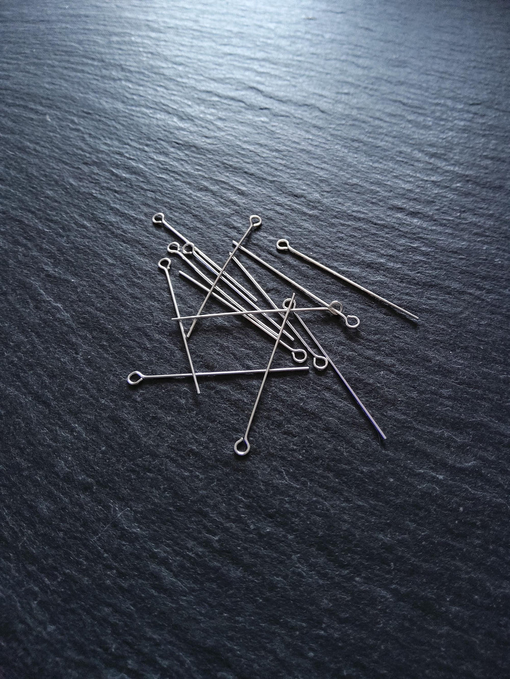 Solid 925 Sterling Silver EYE Pins 35mm Long 0.5mm Wide (24 gauge) Inactive