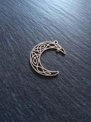 Celtic Knot Crescent Moon Connector Pendant Stainless Steel 34x28x1mm