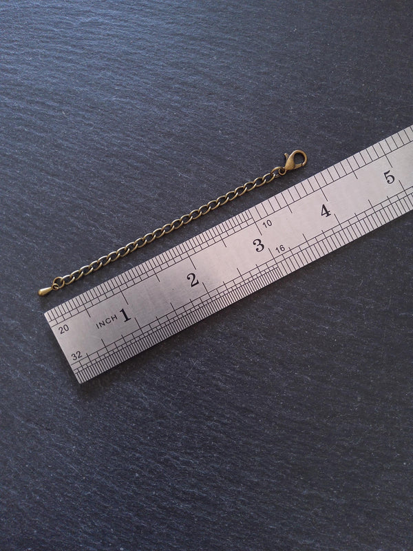 4 Extender Chains with Lobster Clasps for Necklaces in Silver Plated, Antique Silver, Copper, Bronze, Gunmetal or Gold. 4" Long (10cm)