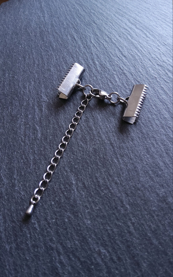 4 or 20 Smooth Stainless Steel Crimp End Sets for 20mm (13/16 inch) Wide Chokers or Bracelets