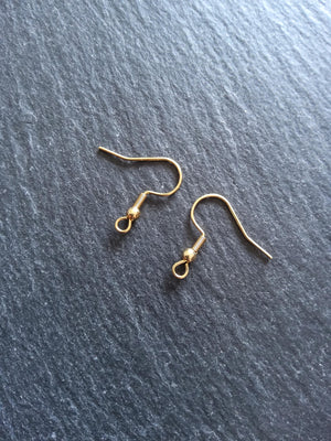10 or 50 Genuine 18K Yellow Gold Plated Steel Earring Hooks 20x20mm - ContentedCatz