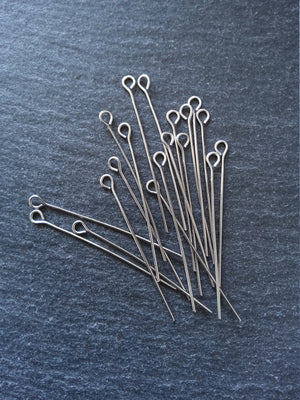 60 or 300 Stainless Steel Eye Pins 40mm Long, 0.7mm wide (21 gauge) - ContentedCatz