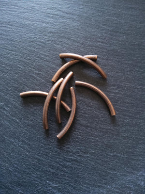8 or 40 Antique Copper Tone 50mm ( 2 inch ) Tube Curved Spacer Beads 50x5mm Hole: 4.2mm - ContentedCatz