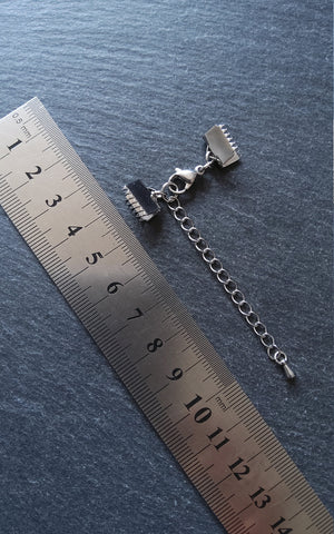 Stainless Steel Crimp End Sets for 10mm (3/8 inch) wide Chokers & Bracelets - ContentedCatz