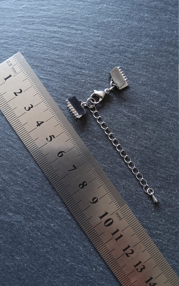 Stainless Steel Crimp End Sets for 10mm (3/8 inch) wide Chokers & Bracelets - ContentedCatz