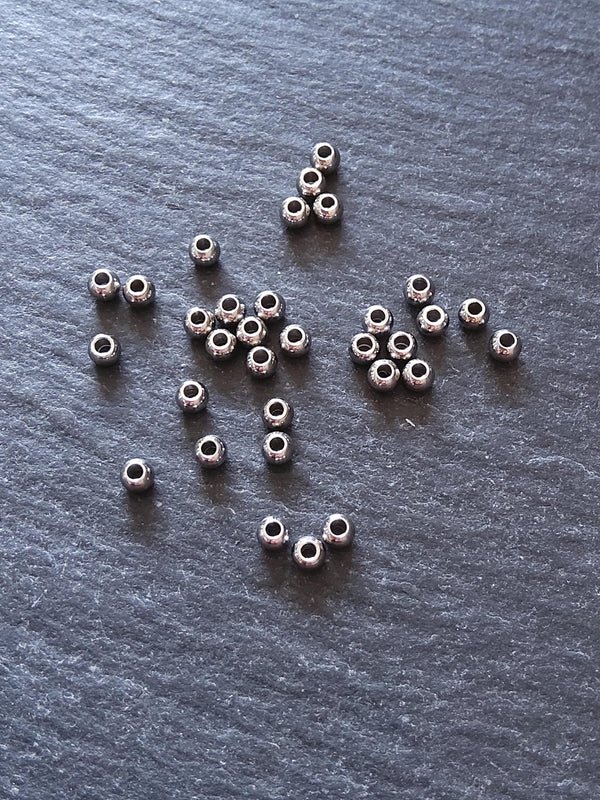 200 or 1000 Stainless Steel 3mm Round Spacer Hollow Beads Hole: 1mm - ContentedCatz