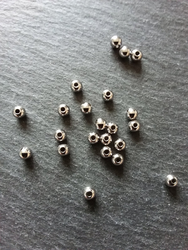 20 or 100 Stainless Steel 4mm Solid Round Spacer Beads Hole: 1.5mm - ContentedCatz