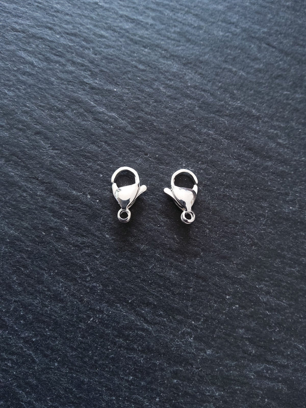 5 or 25 Genuine 925 Sterling Silver Plated 12mm Stainless Steel Lobster Clasps 12x7mm - ContentedCatz