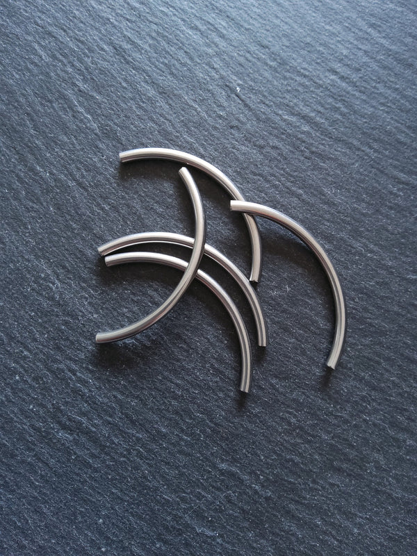 2 or 10 Stainless Steel Tube beads 50mm ( 2 inch ) Curved Spacer 50x3mm Hole: 1.8mm - ContentedCatz