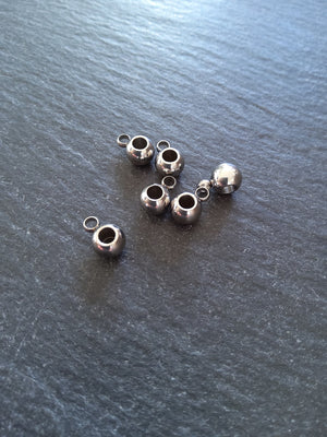 6 or 30 Stainless Steel Bail Beads Smooth Plain 9x6x4mm with 3mm Hole - ContentedCatz