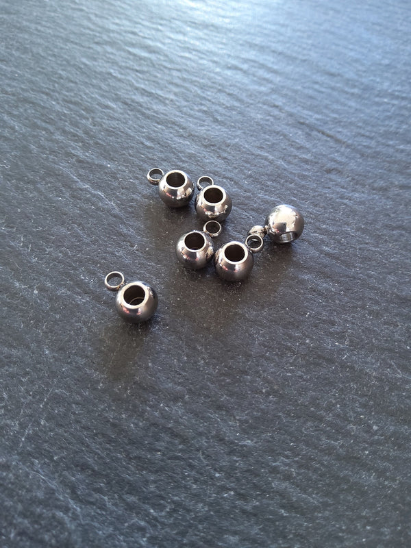6 or 30 Stainless Steel Bail Beads Smooth Plain 9x6x4mm with 3mm Hole - ContentedCatz