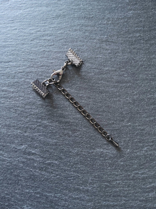 5 Gunmetal Crimp End Sets for 6mm, 8mm, 10mm, 13mm, 16mm, 20mm or 30mm Wide Chokers - ContentedCatz