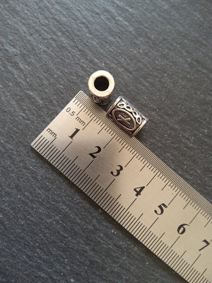 6 or 30 Nauthiz ᚾ Rune Beads Elder Futhark Antique Silver Tone 13x8mm. Large 4.7mm Hole