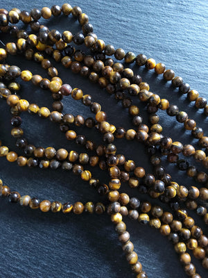 8mm Natural Tigers Eye Round Beads Full 15.5 inch Strand *IMPERFECT* - ContentedCatz