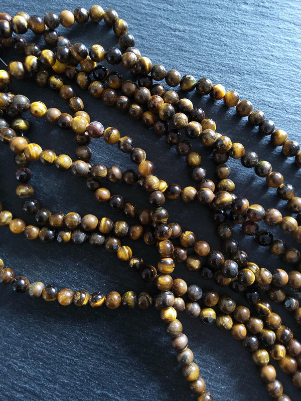 8mm Natural Tigers Eye Round Beads Full 15.5 inch Strand *IMPERFECT* - ContentedCatz