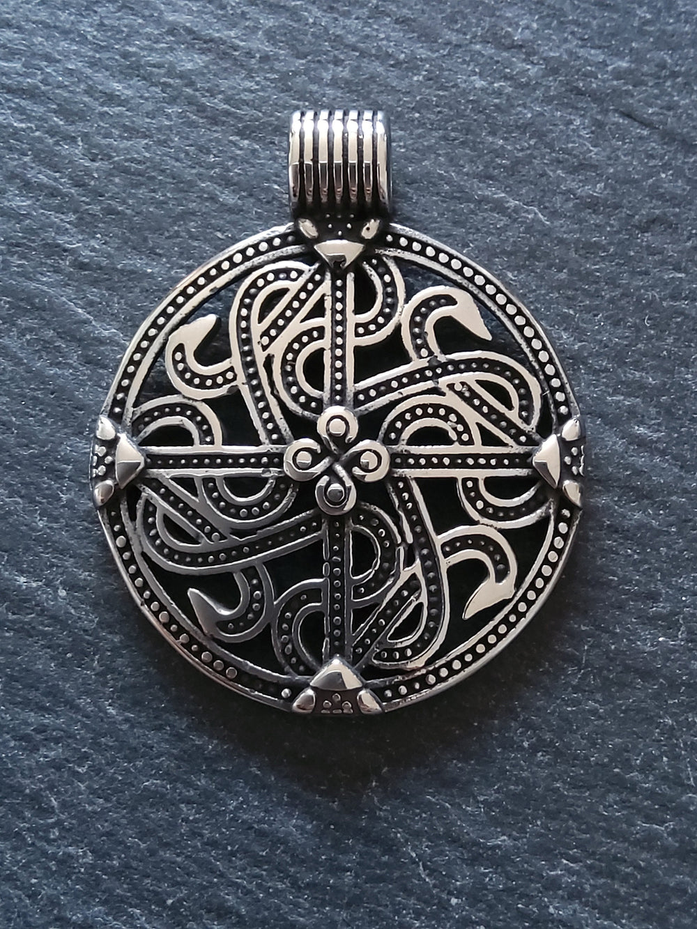 Round Viking Style Pendant Stainless Steel 43x35x7mm