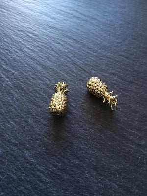 1 or 5 Pineapple Charms Real 18K Gold Plated Solid Brass 18x9x9mm