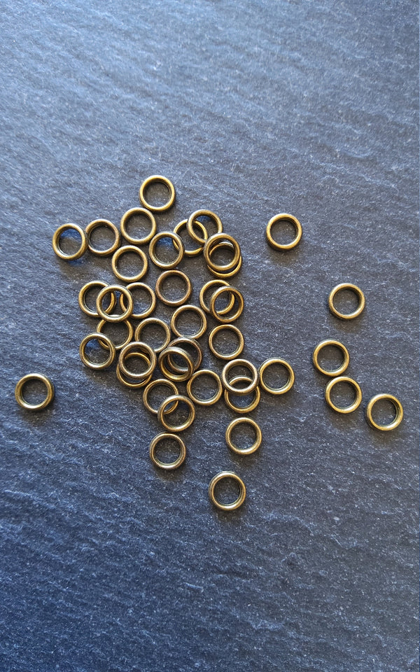 Strong 6mm CLOSED Jump Rings Bright Gold or Antique Bronze Zinc Metal Alloy 1.2mm (16 gauge)