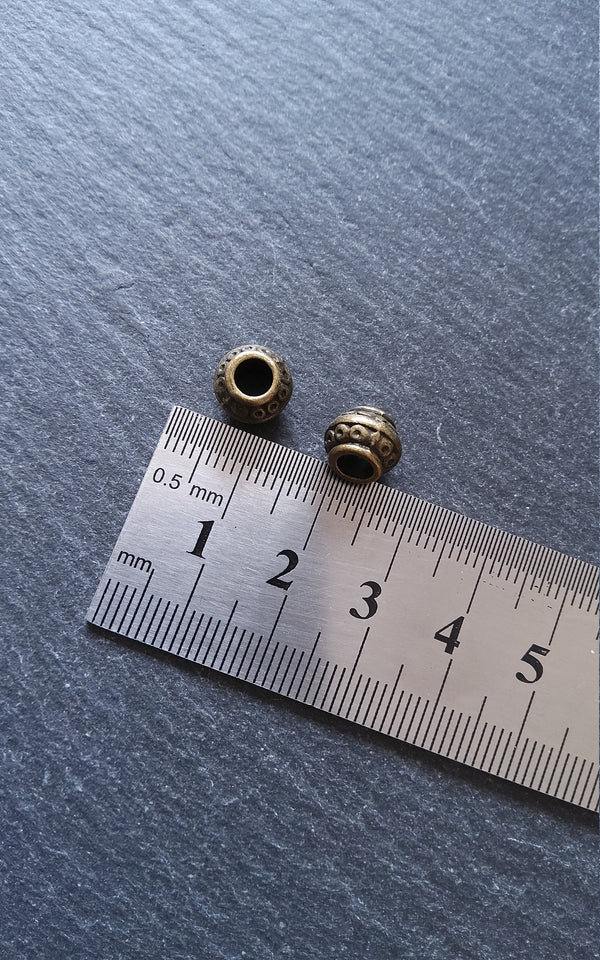 10 or 50 Barrel Lantern 9mm Antique Bronze Tone Metal Alloy Spacer Beads 9x7mm. Large 4mm Hole