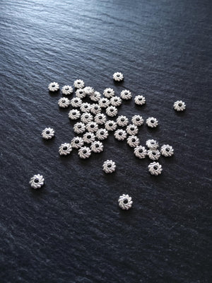 20 or 100 Bright Silver Tone Alloy 4.8mm Spacer Beads Flat Round 4.8x1.5mm Hole: 1.2mm Nickel FREE