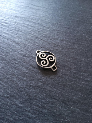 Triple Spiral Triskelion Stainless Steel Connector Charm for Leather Bracelets 15x22x3mm