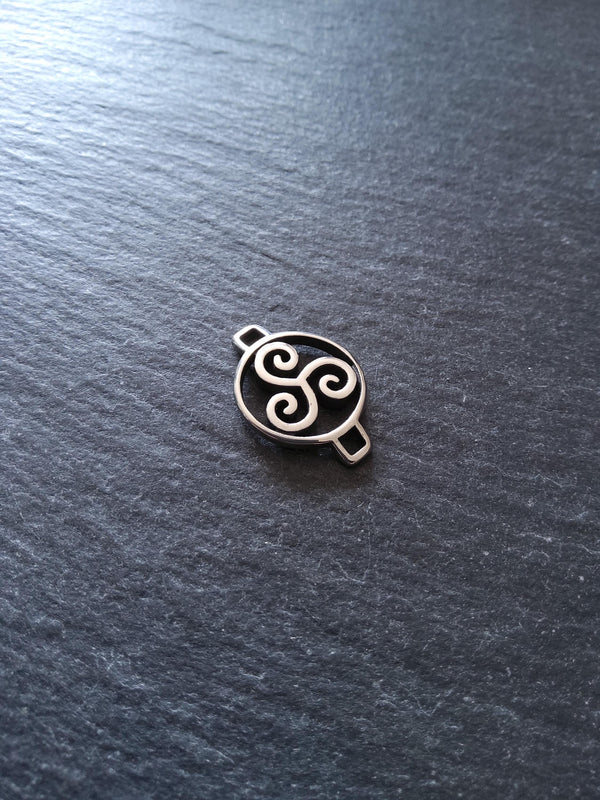 Triple Spiral Triskelion Stainless Steel Connector Charm for Leather Bracelets 15x22x3mm