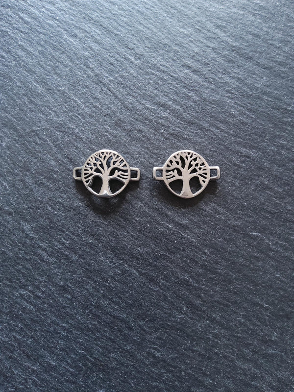 Tree of Life Stainless Steel Connector Charm for Leather Bracelets 15.5x22x3mm Inactive