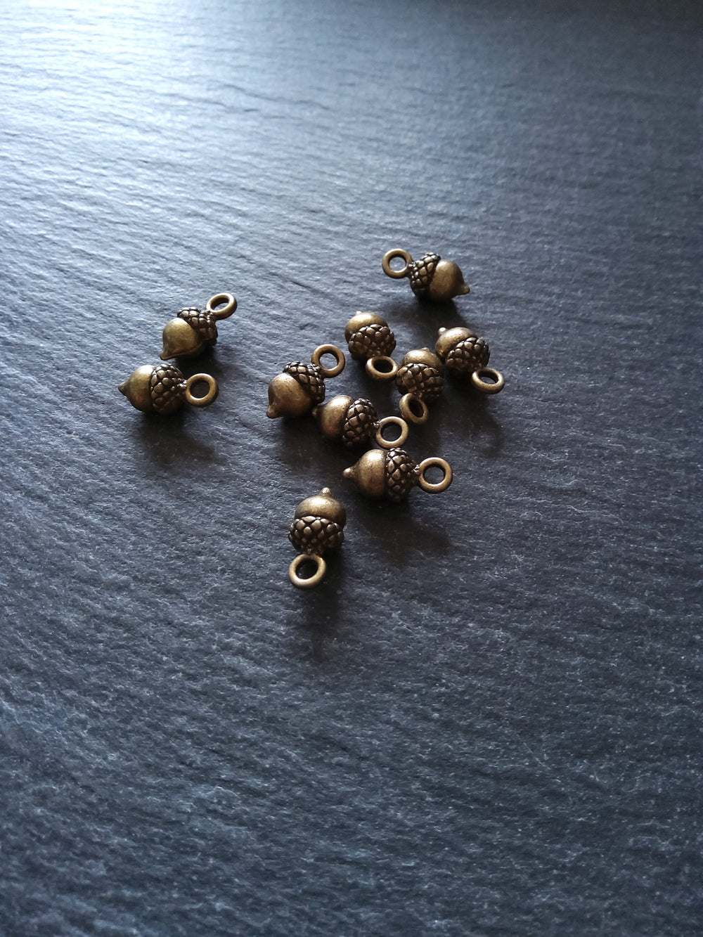 12 or 60 Acorn Charms Antique Bronze Tone Alloy 14x7mm