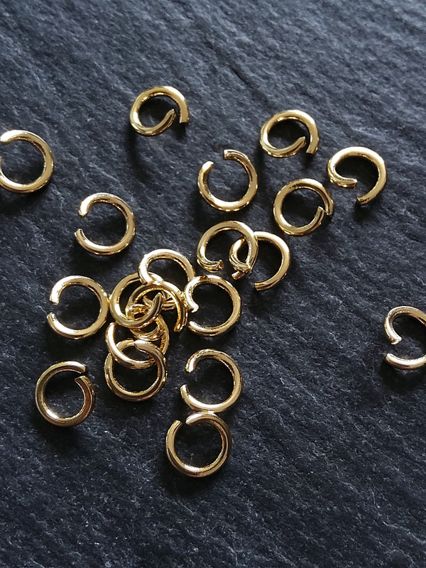 40 or 200 Genuine 14K Gold Plated 6mm Diameter Strong Stainless Steel Jump Rings 1mm (18 Gauge)