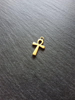 10 or 50 Ankh Charms Gold Plated Ancient Egyptian Small Plain 22x13mm